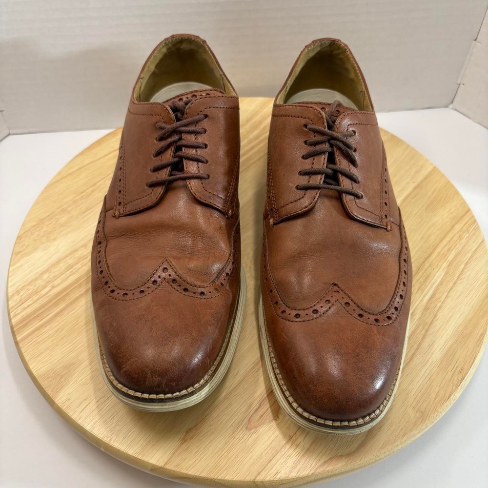 Aston Grey Collection Leu Cognac Tan Leather Oxford Dress Shoes C26471 Mens 11M